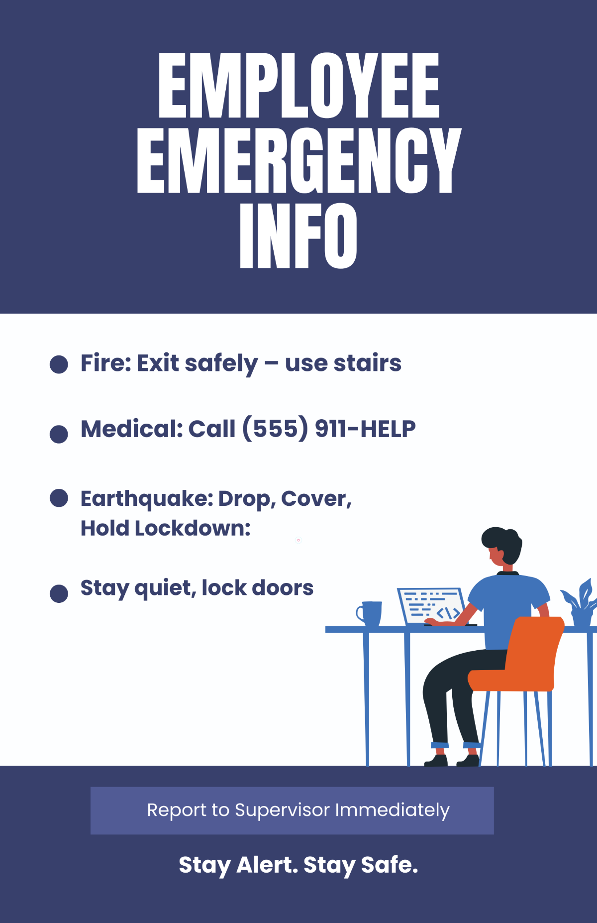 Free Simple Employee Emergency Poster Template to Edit Online Free Simple Employee Emergency Poster Template to Edit Online