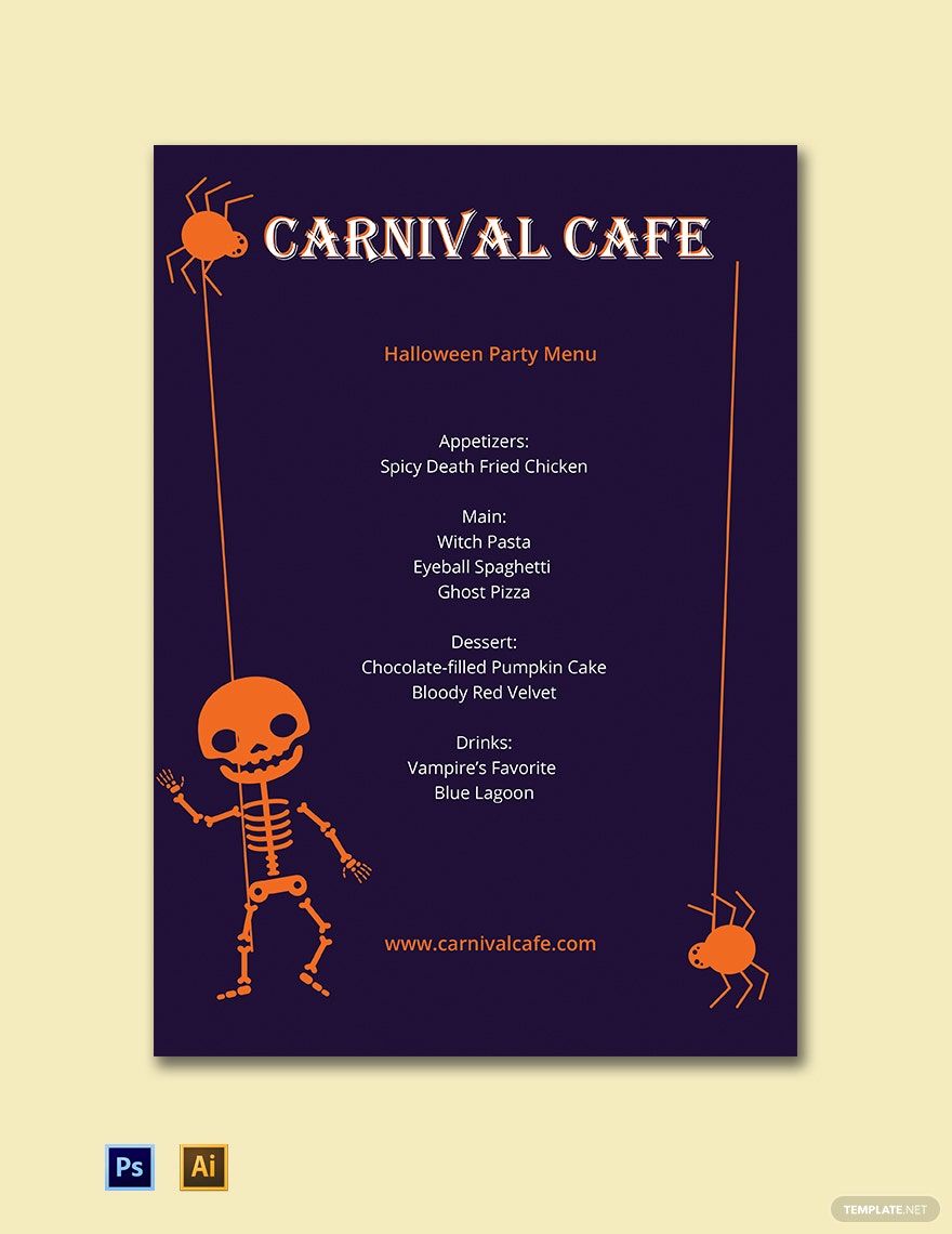 Halloween Party Menu Template Halloween Party Menu Template