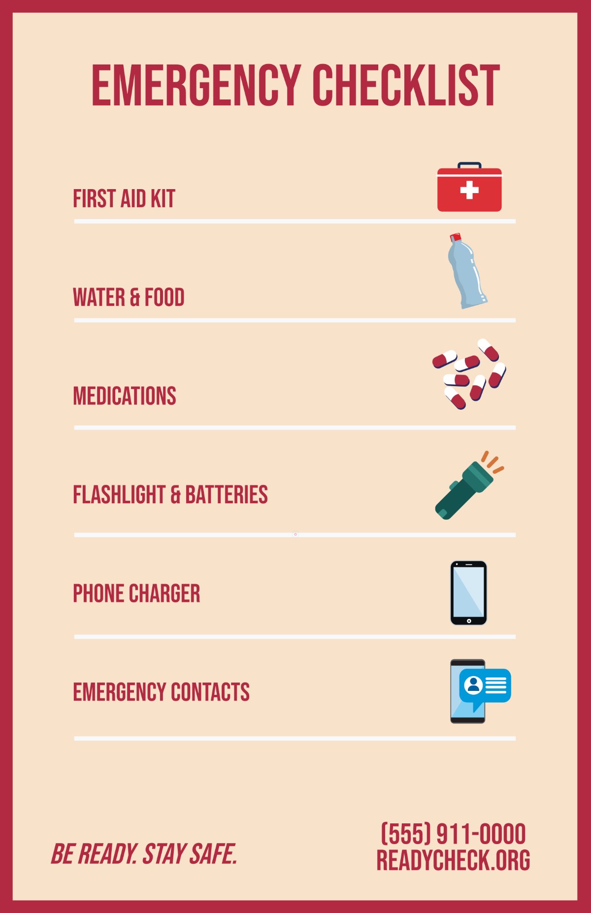 Free Aesthetic Emergency Checklist Poster Template to Edit Online Free Aesthetic Emergency Checklist Poster Template to Edit Online
