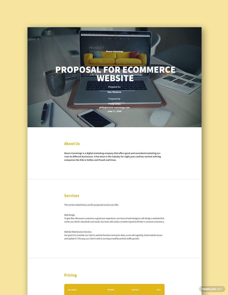 Sample Proposal for Ecommerce Website Template in Google Docs, Word, Pages - Download | Template.net Sample Proposal for Ecommerce Website Template in Google Docs, Word, Pages - Download | Template.net