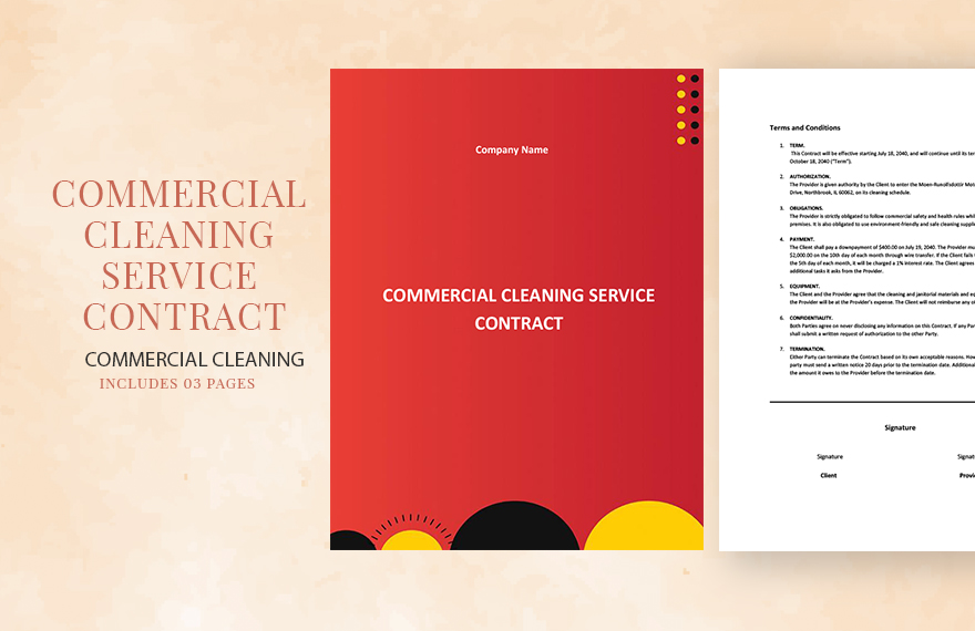 Commercial Cleaning Service Contract Template in Word, Google Docs, Pages - Download | Template.net Commercial Cleaning Service Contract Template in Word, Google Docs, Pages - Download | Template.net