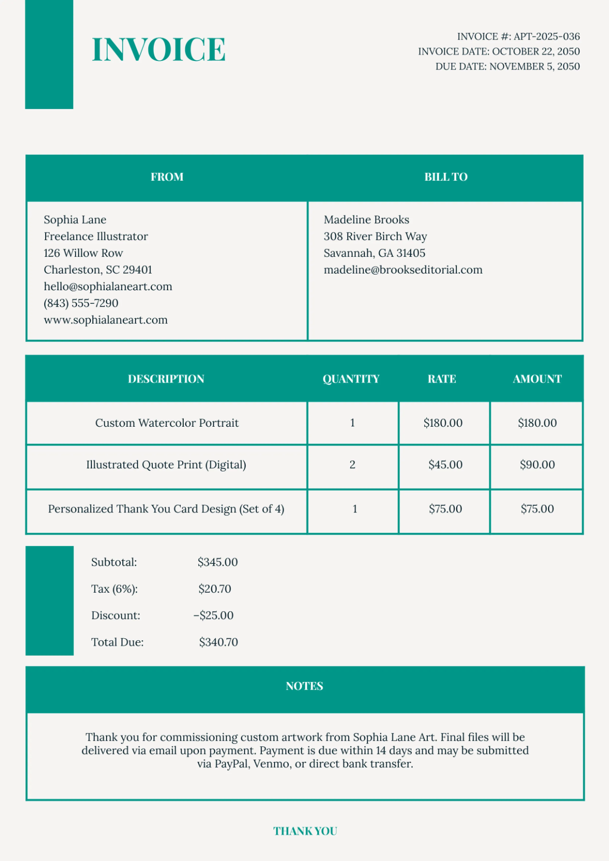 Free Aesthetic Personal Invoice Template to Edit Online Free Aesthetic Personal Invoice Template to Edit Online