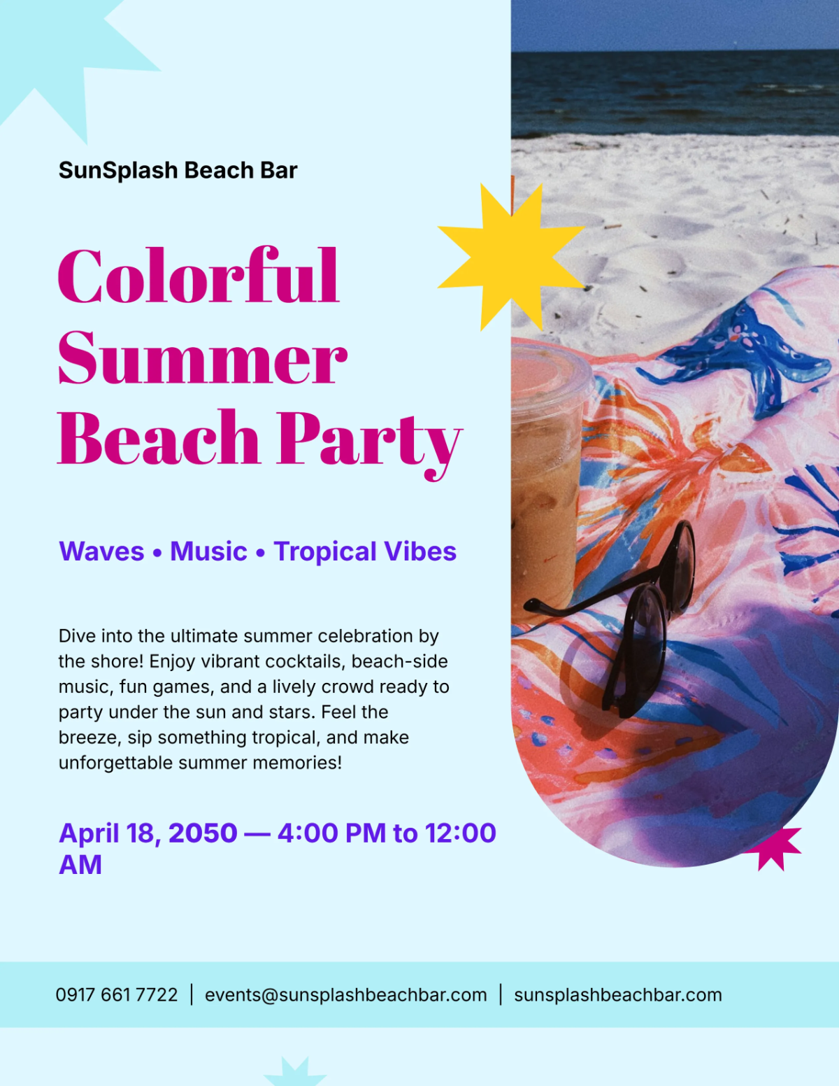 Free Colorful Summer Beach Bar Flyer Template to Edit Online Free Colorful Summer Beach Bar Flyer Template to Edit Online