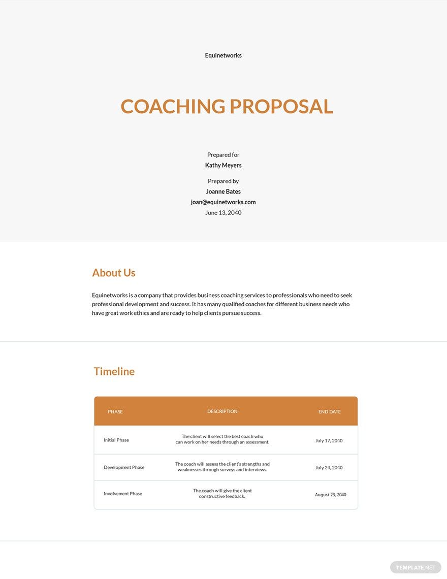 Sample Coaching Proposal Template Sample Coaching Proposal Template