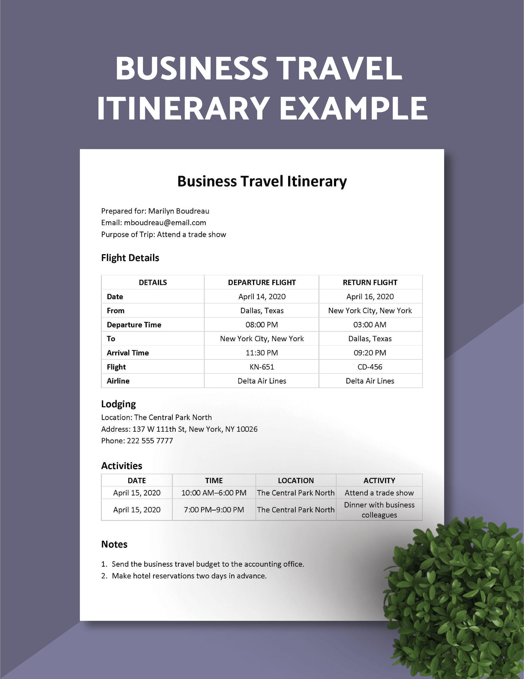 Business Travel Itinerary Example Template in Word, Google Docs, Pages - Download | Template.net Business Travel Itinerary Example Template in Word, Google Docs, Pages - Download | Template.net