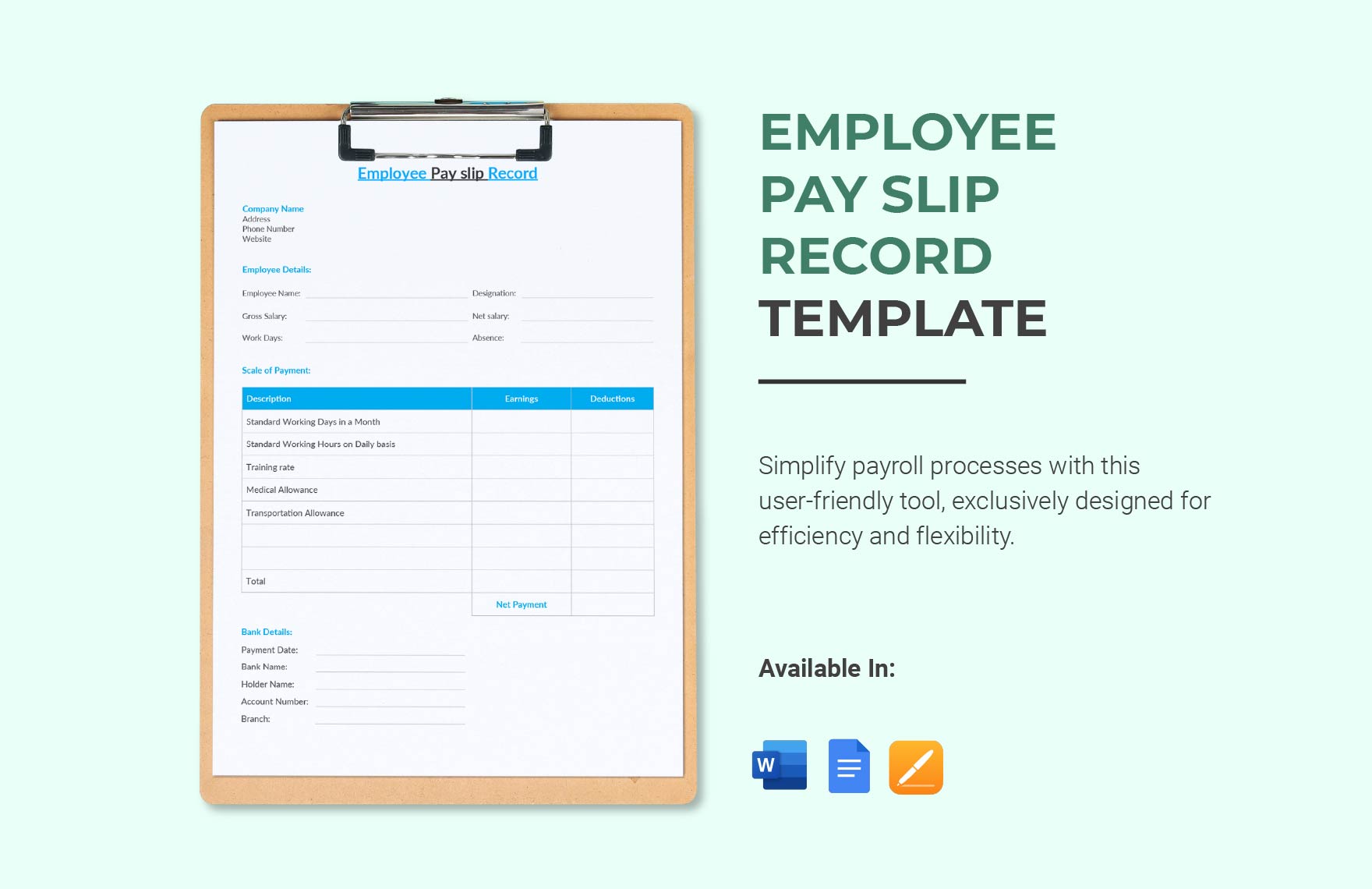 Employee Pay Slip Record Template Employee Pay Slip Record Template