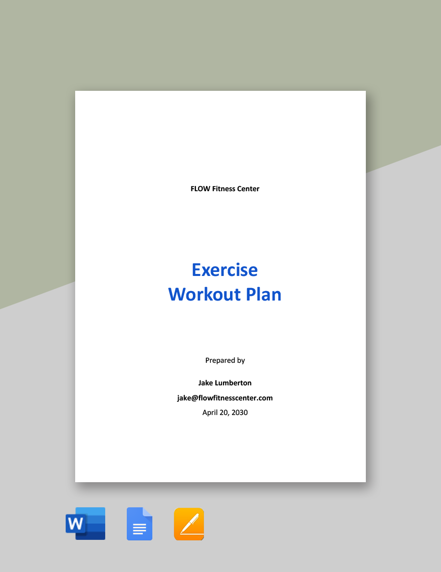 Exercise Workout Plan Template in Word, Google Docs, Pages - Download | Template.net Exercise Workout Plan Template in Word, Google Docs, Pages - Download | Template.net