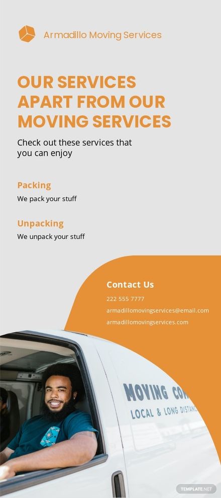 Sample Moving Company DL Card Template in Word, Publisher, Google Docs - Download | Template.net Sample Moving Company DL Card Template in Word, Publisher, Google Docs - Download | Template.net