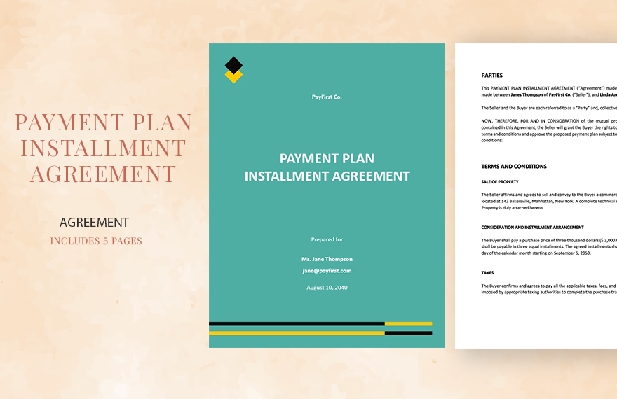 Payment Plan Installment Agreement Template in Word, Google Docs, Pages - Download | Template.net Payment Plan Installment Agreement Template in Word, Google Docs, Pages - Download | Template.net