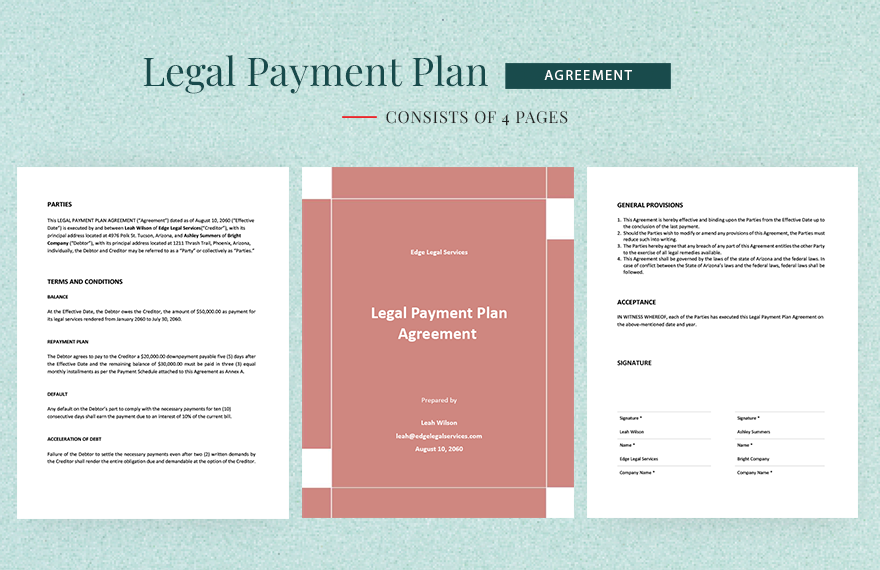 Legal Payment Plan Agreement Template in Word, Google Docs, Pages - Download | Template.net Legal Payment Plan Agreement Template in Word, Google Docs, Pages - Download | Template.net