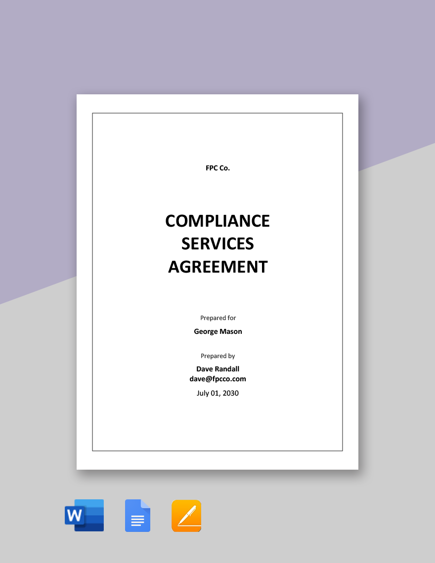 Compliance Services Agreement Template Compliance Services Agreement Template