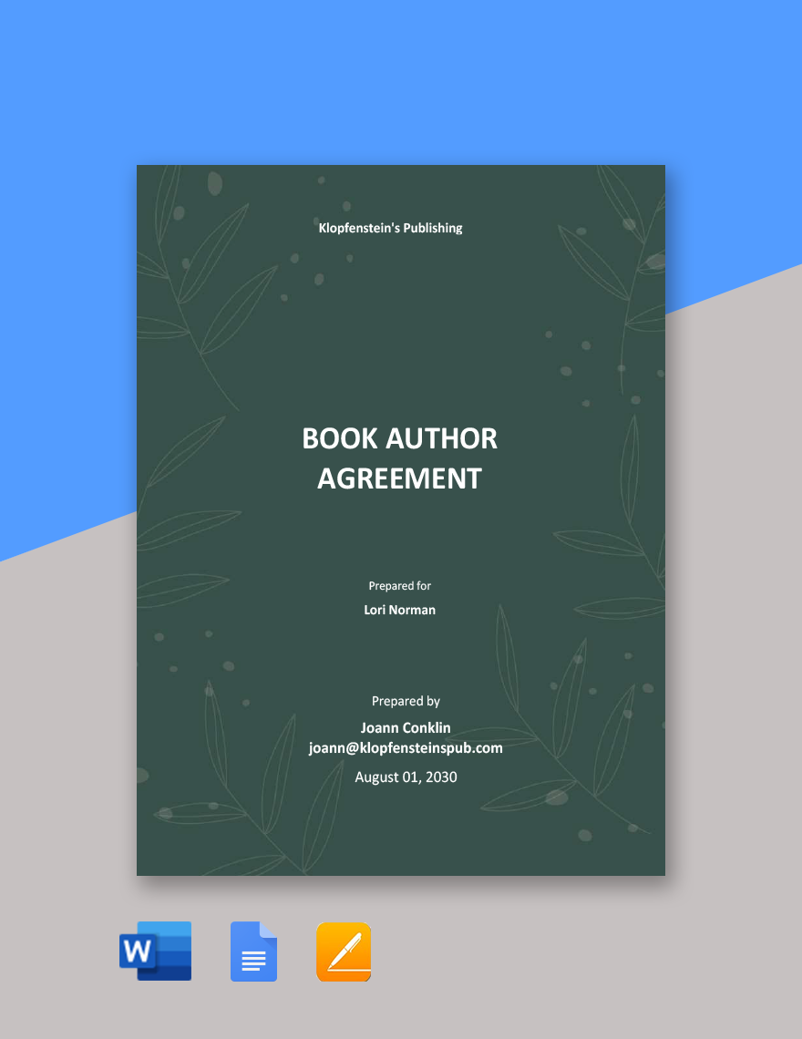Book Author Agreement Template in PDF, Word, Google Docs, Pages - Download | Template.net Book Author Agreement Template in PDF, Word, Google Docs, Pages - Download | Template.net