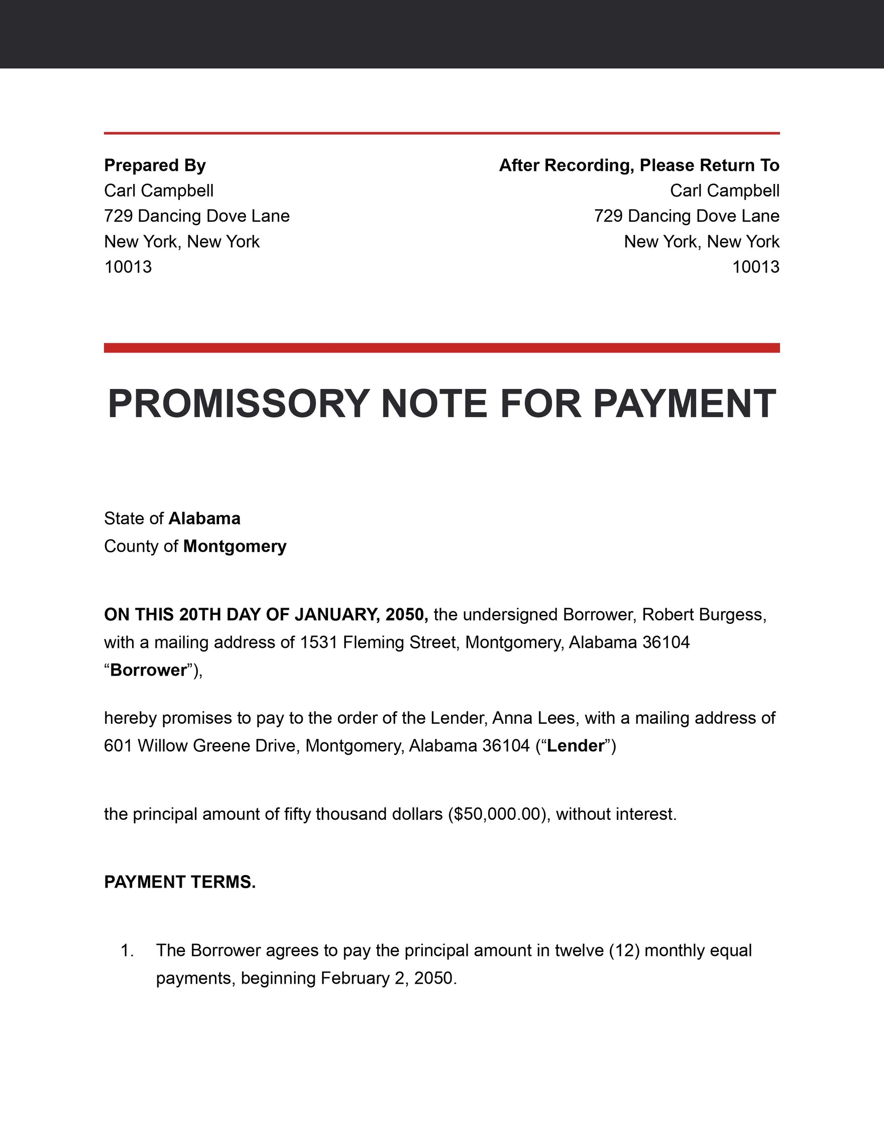 Promissory Note for Payment Template Promissory Note for Payment Template
