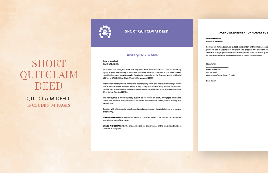 Short Quitclaim Deed Template Short Quitclaim Deed Template