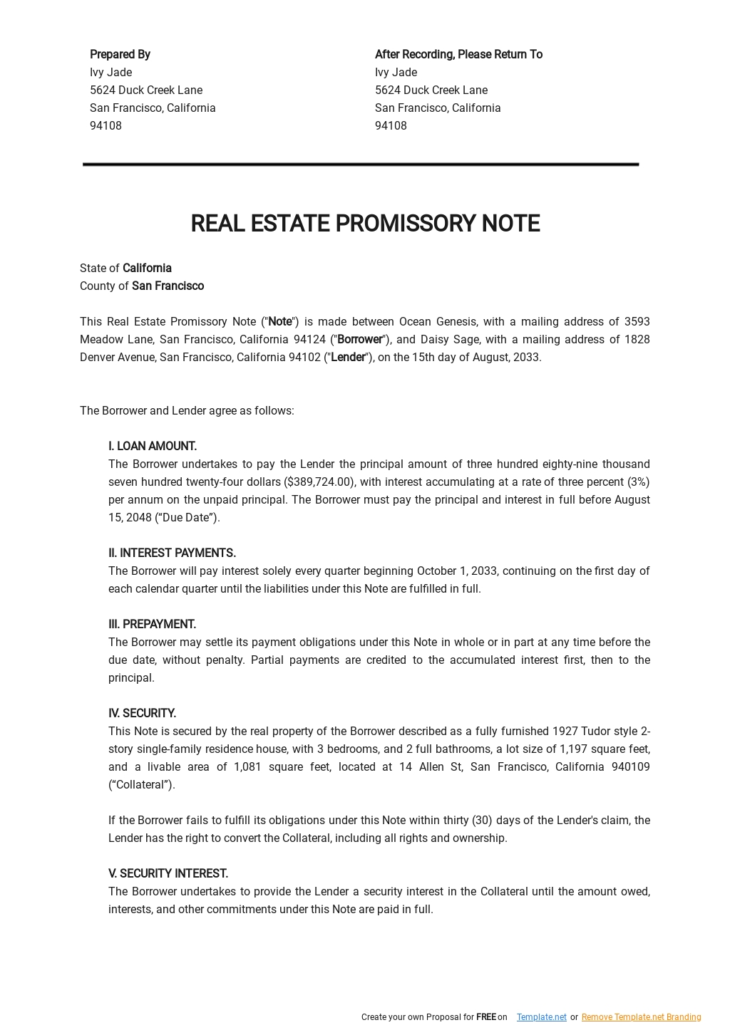 Real Estate Promissory Note Template Real Estate Promissory Note Template