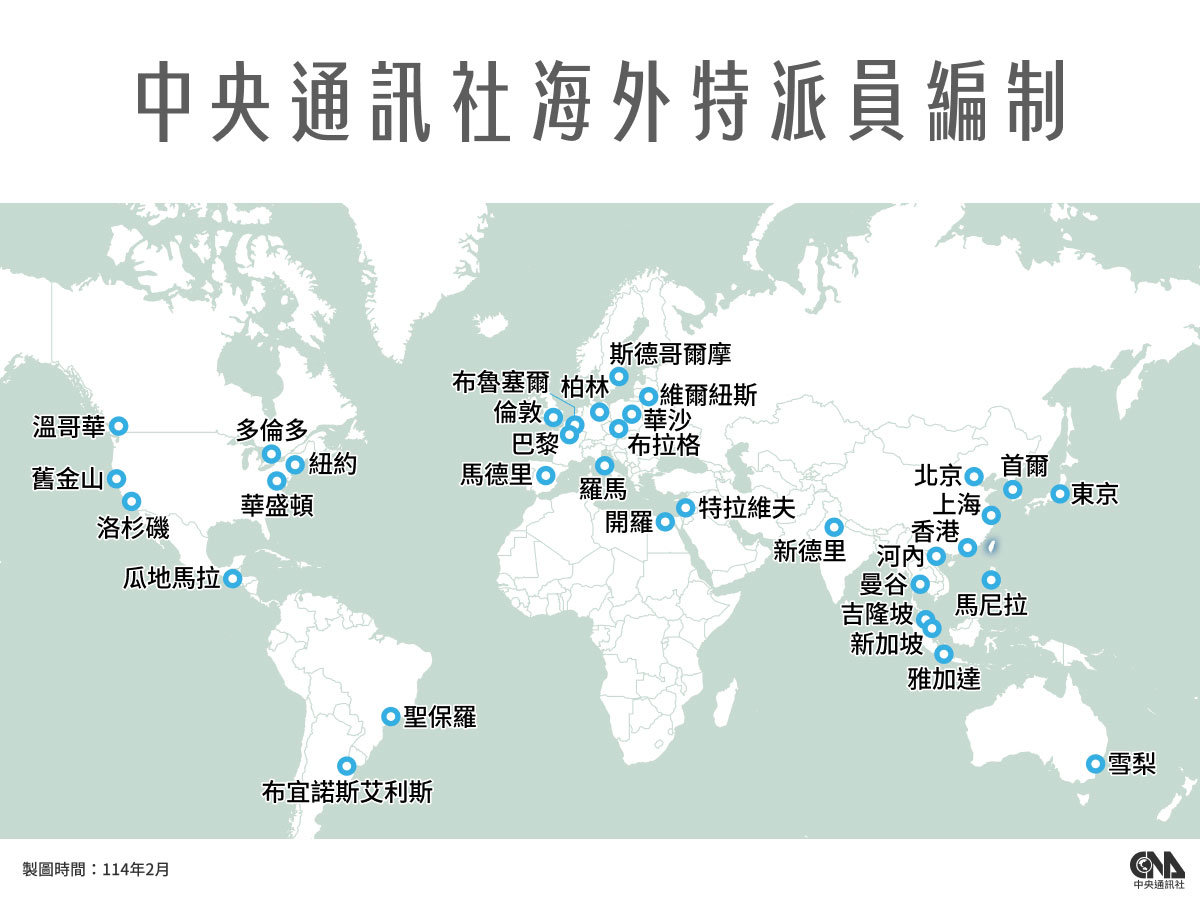 中央通訊社海外特派員編制