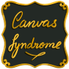 Cursive Canvas Syndrome on a dark background with a gold frame. Cursive Canvas Syndrome on a dark background with a gold frame.