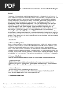 Impact of Poverty On The Academic Performance Selected Students