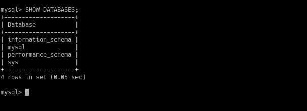 Showing all databases on MySQL