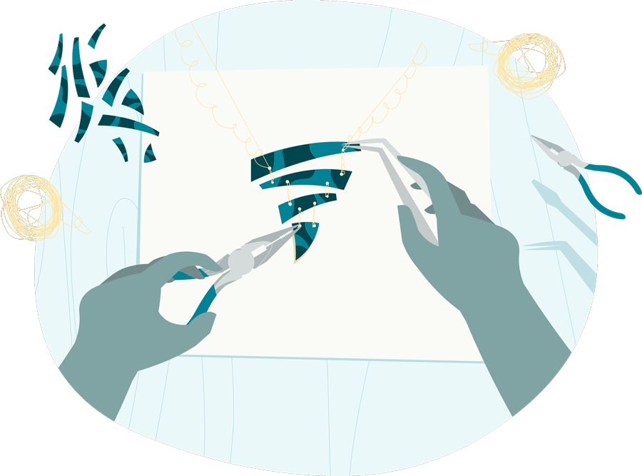 Hands cutting and taping to create a beautiful product