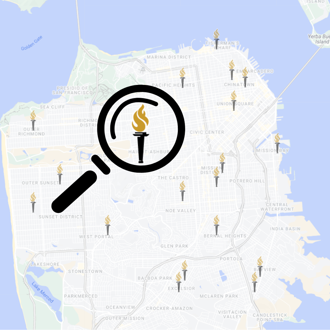 Map of SF with a magnifying glass overlayed