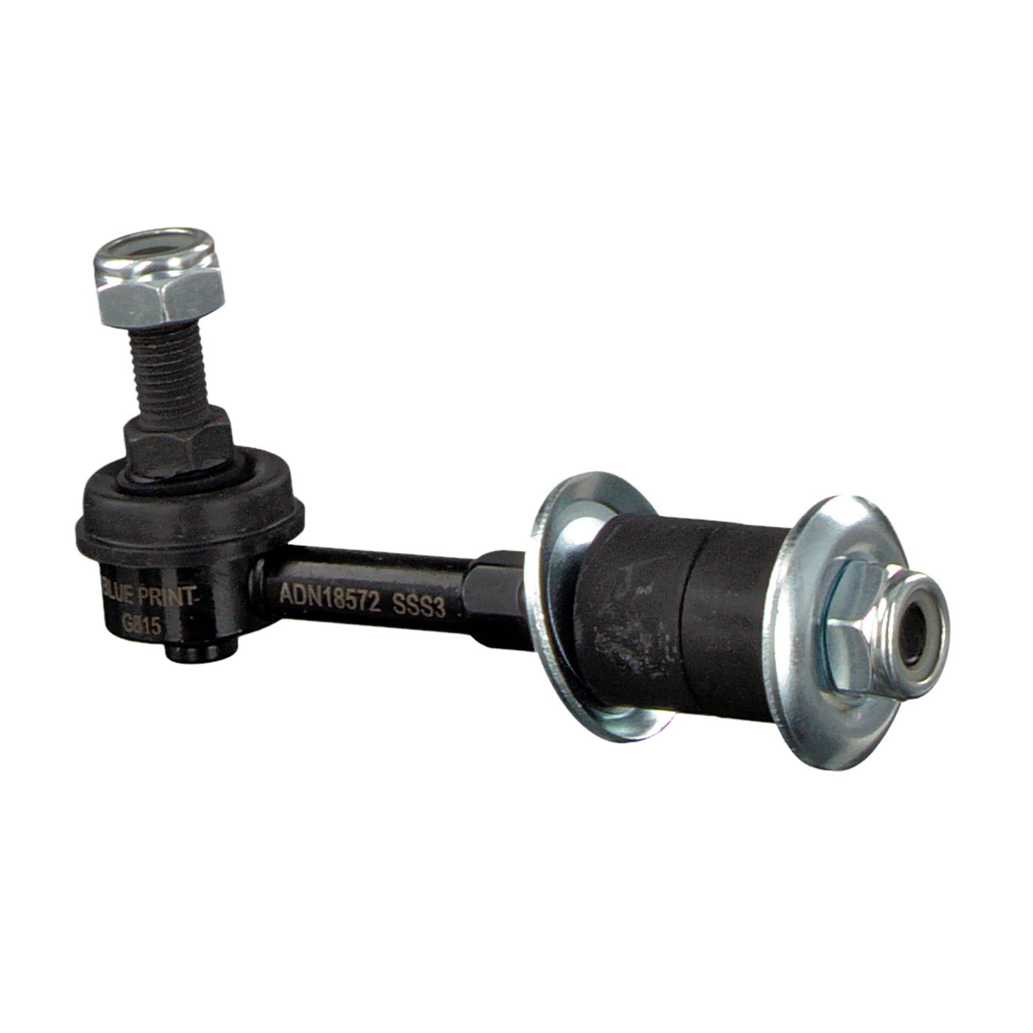 FEBI BILSTEIN 42597 Bieleta de suspensión Eje delantero, izquierda, Eje delantero, derecha, 105mm, M10 x 1,25 , con rodamientos con goma, con tuercas, con arandelas, Acero , negro