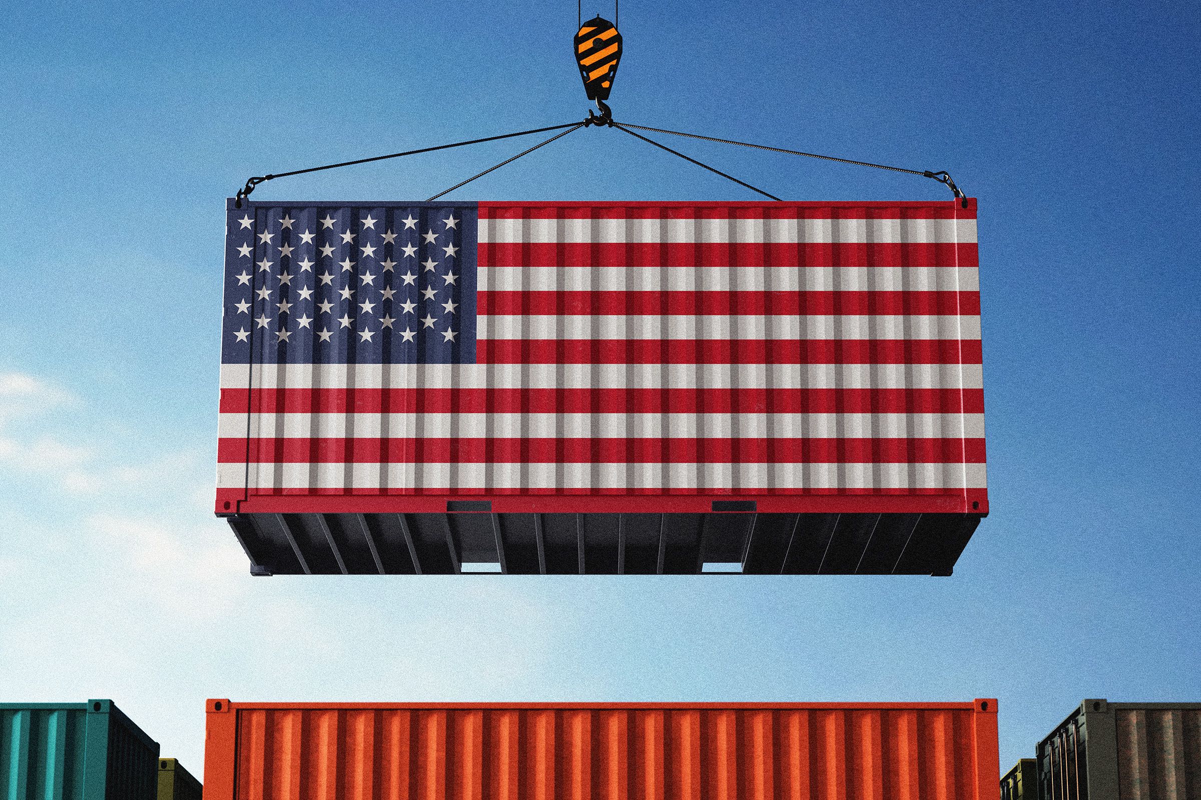 Image may contain Flag and Shipping Container