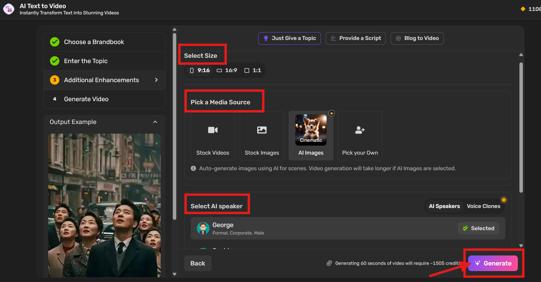 Select AI speaker and Size