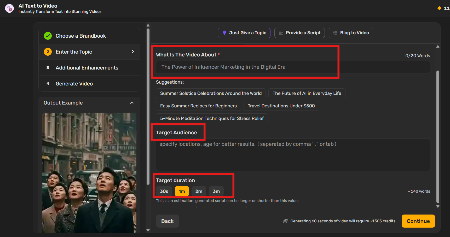AI Text to Video box
