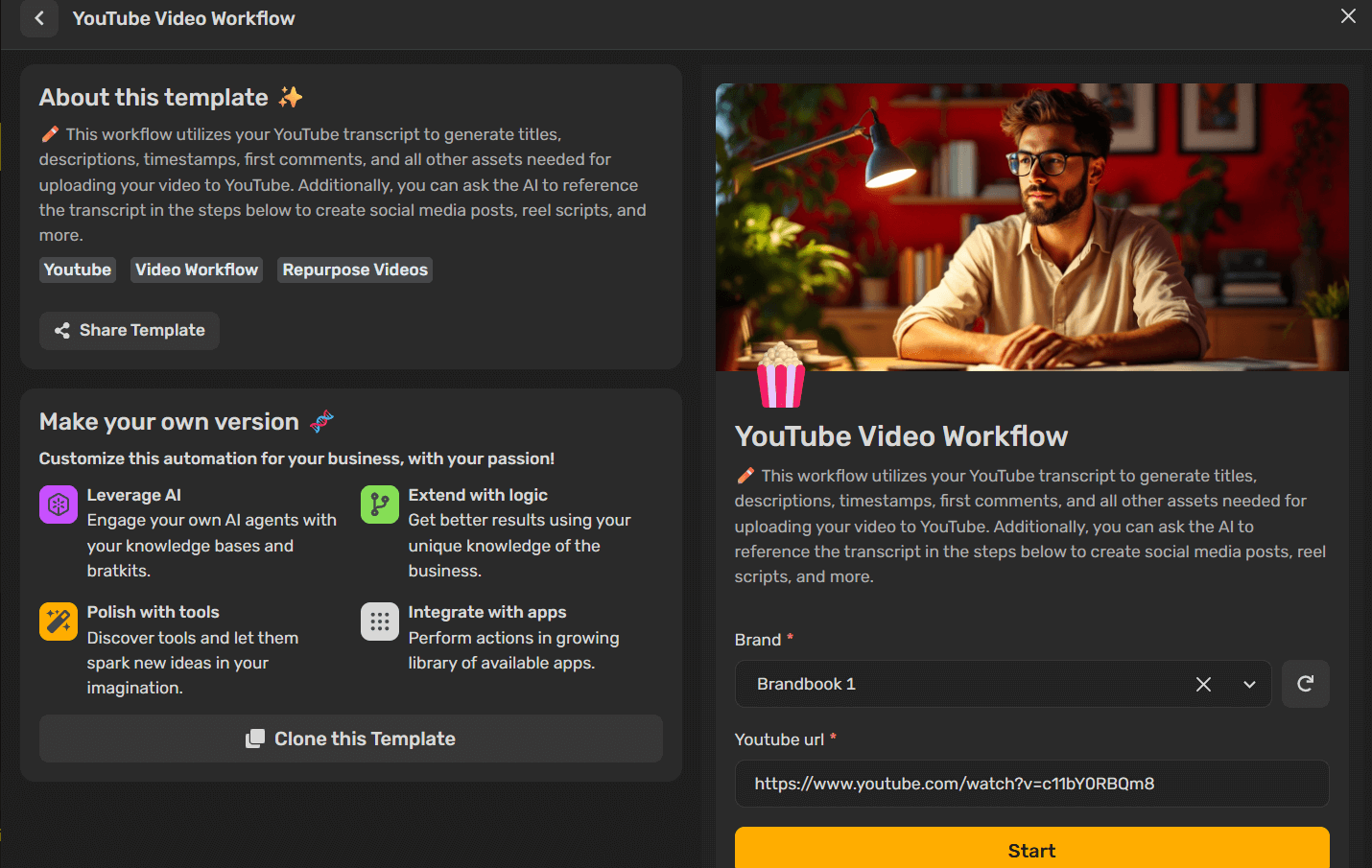 Simplified Youtube Video Workflow templates