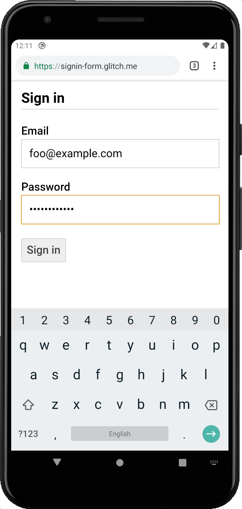 Android 版 Chrome 中的样式化表单。