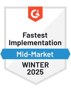 G2 Fastest Implementation Mid-Market Winter 2025