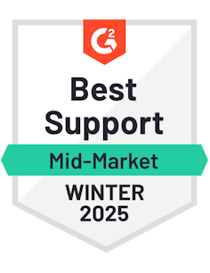 G2 Best Support Mid-Market Winter 2025