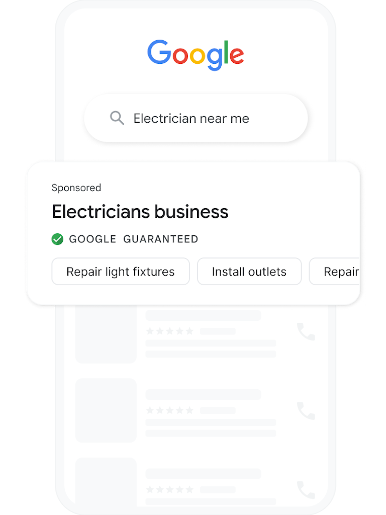 Example of how a local ad shows up with a Google Guaranteed badge.