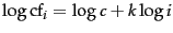 $\log \collf_i = \log c + k \log i$